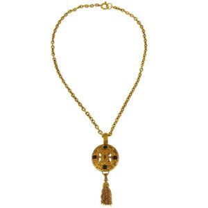 Chanel Chain Pendant Necklace Gold Gripoix 94A 175578